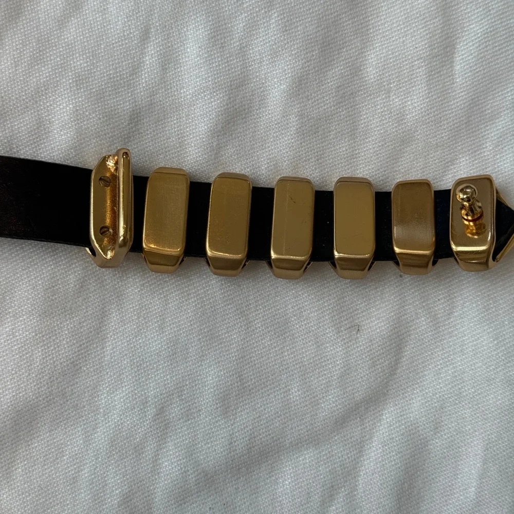 Carlisle black leather & gold variegated 7 piece buckle size large - Picture 6 of 12